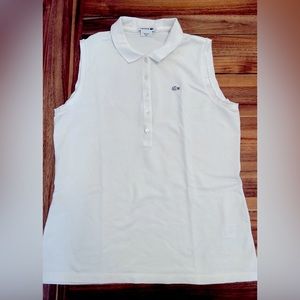 Lacoste Women’s White Sleeveless Polo Size 44